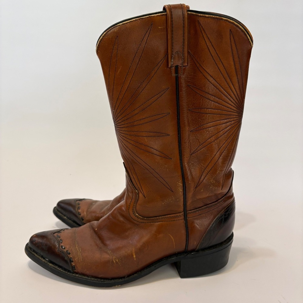 Acme Vintage Brown Leather Western Cowboy Boots Mens 9.5D
